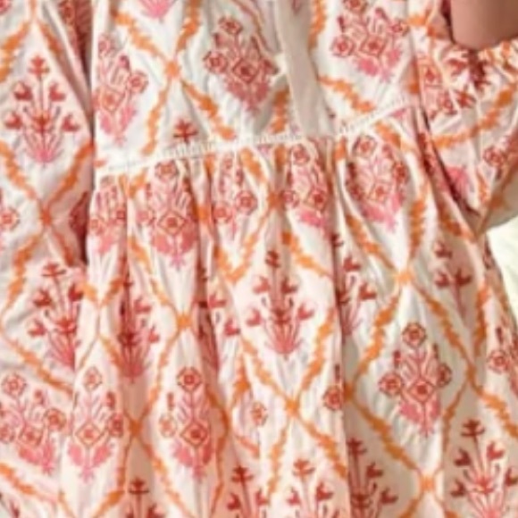 NWT Allison New York Millie Dress, pink and orange cross stitch, small - Picture 8 of 8